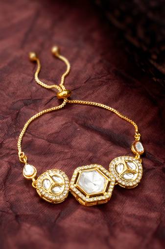 hexagonal kundan statement bracelet