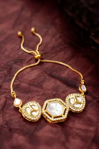 hexagonal kundan statement bracelet
