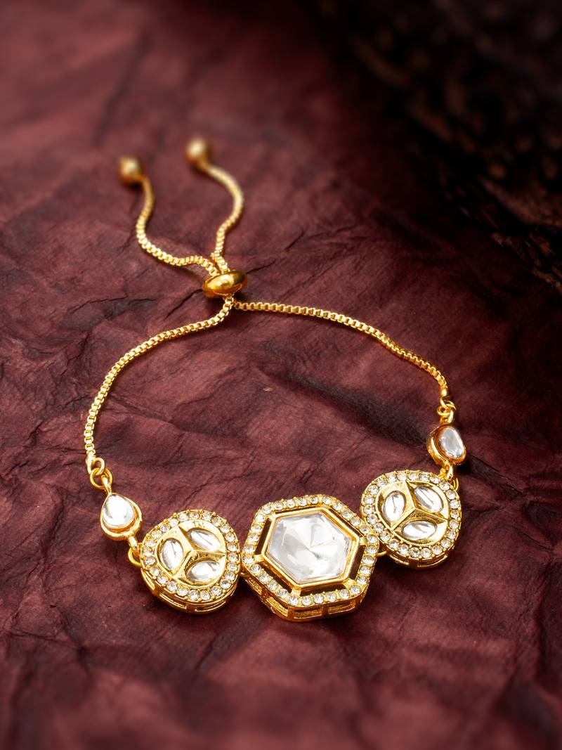 hexagonal kundan statement bracelet