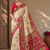 cream-pink digital printed saree with contrast colour blouse dola silk saree