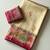 cream-pink digital printed saree with contrast colour blouse dola silk saree