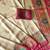 cream-pink digital printed saree with contrast colour blouse dola silk saree