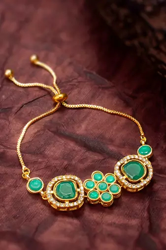 emerald green floral bracelet