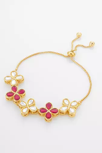ruby floral kundan bracelet