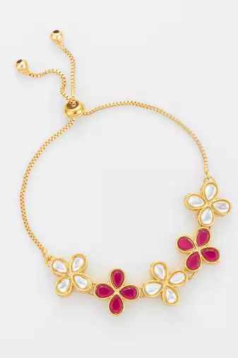 ruby floral kundan bracelet