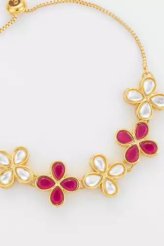 ruby floral kundan bracelet