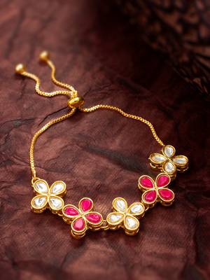 ruby floral kundan bracelet 1