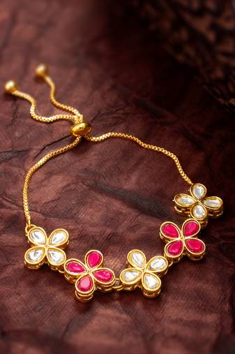ruby floral kundan bracelet