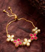 ruby floral kundan bracelet