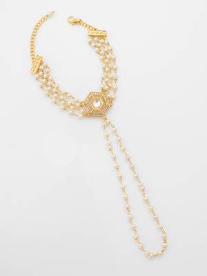 pearl kundan haathphool bracelet 2
