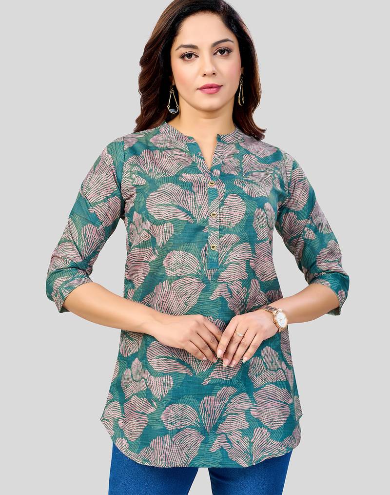  cotton blend printed short kurti
