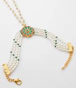 green kundan pearl haathphool