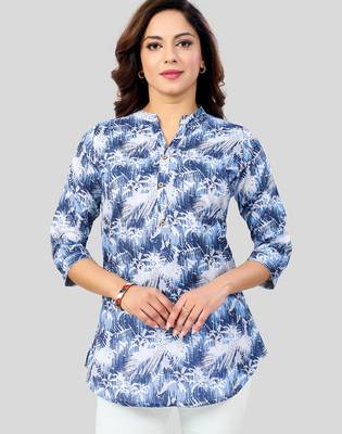  cotton blend printed short kurti 1