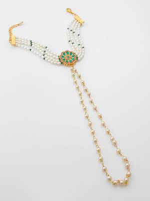 green kundan pearl haathphool 2