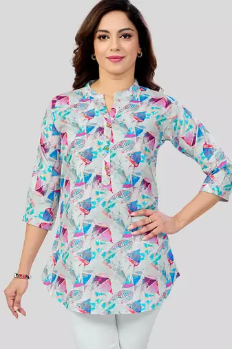  cotton blend printed short kurti