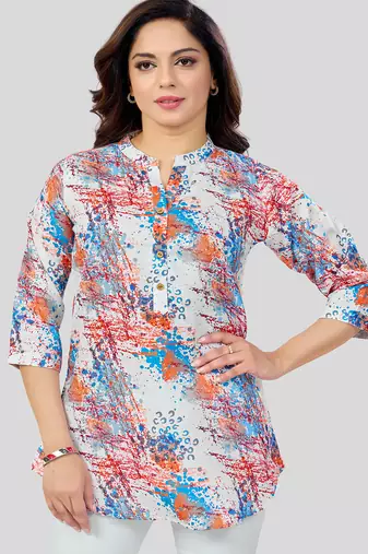 cotton blend printed short kurti