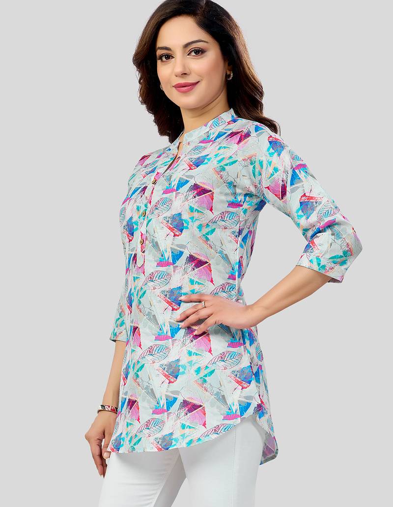  cotton blend printed short kurti