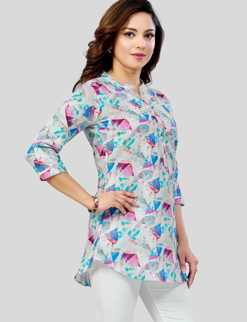  cotton blend printed short kurti