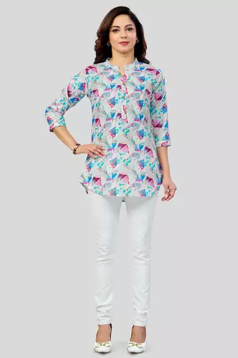  cotton blend printed short kurti