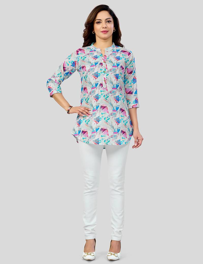  cotton blend printed short kurti