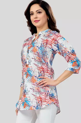  cotton blend printed short kurti