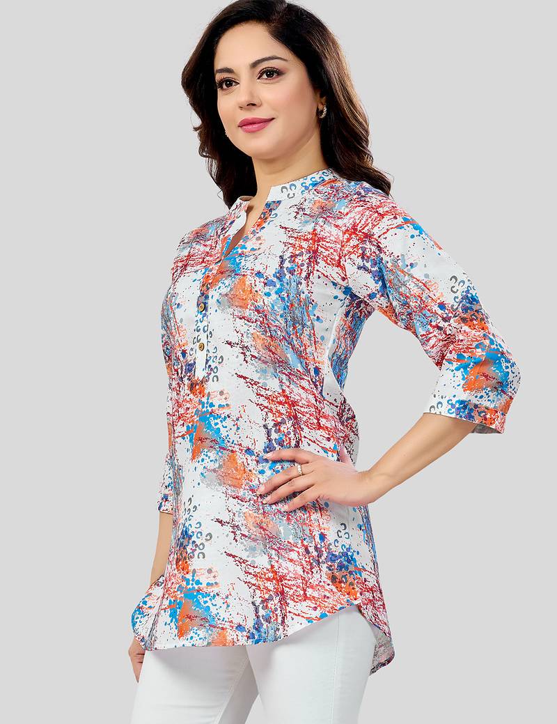  cotton blend printed short kurti