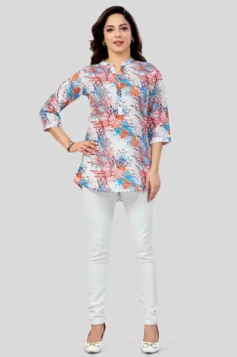  cotton blend printed short kurti