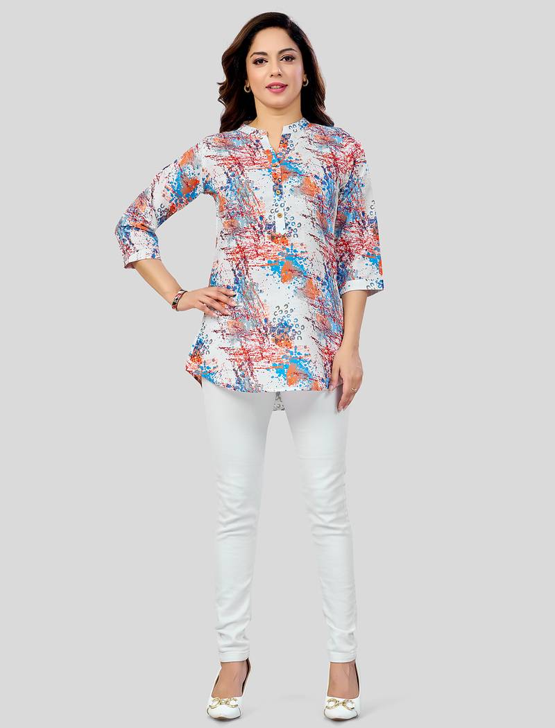  cotton blend printed short kurti