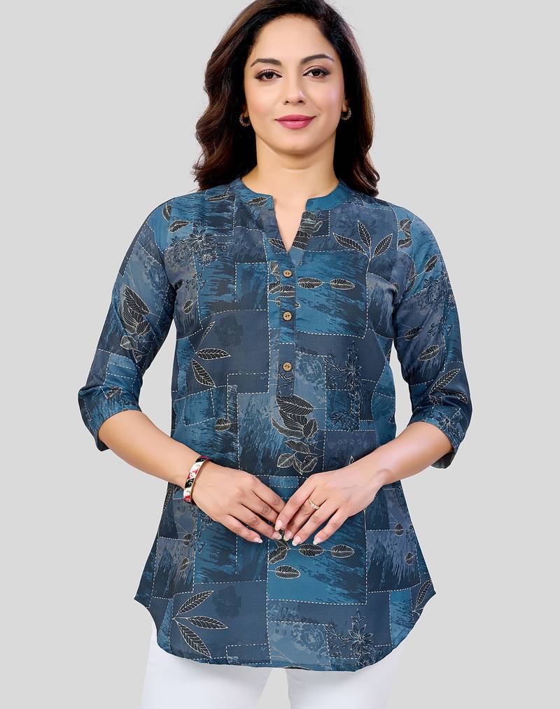  cotton blend printed short kurti