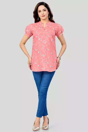 cotton blend printed short kurti