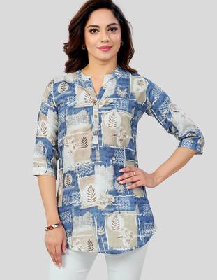  cotton blend printed short kurti 1