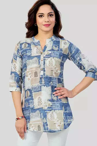  cotton blend printed short kurti