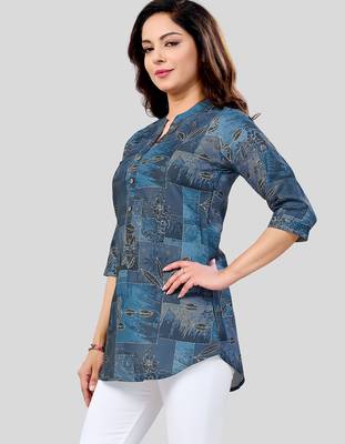  cotton blend printed short kurti 3