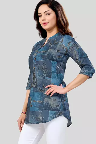  cotton blend printed short kurti