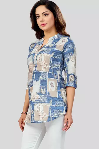  cotton blend printed short kurti