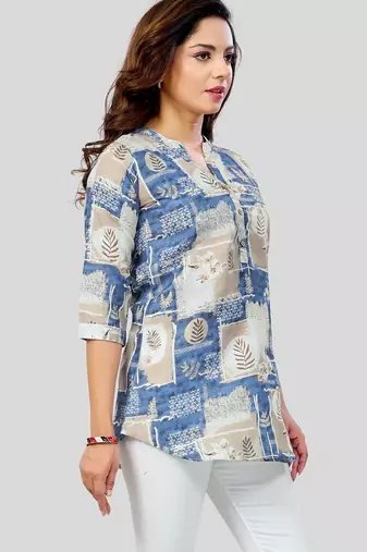  cotton blend printed short kurti