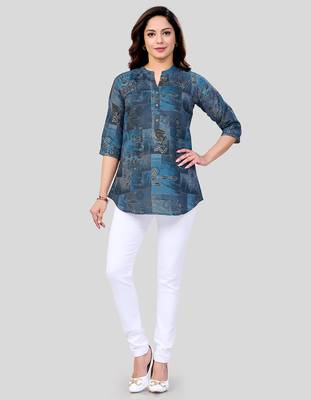  cotton blend printed short kurti 5
