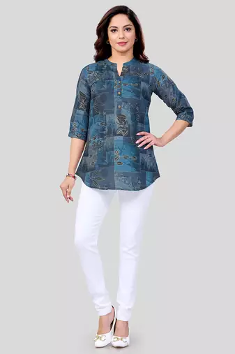  cotton blend printed short kurti