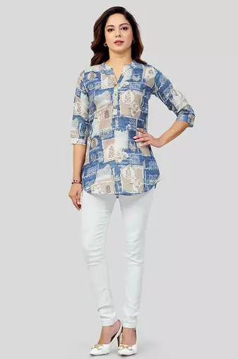  cotton blend printed short kurti