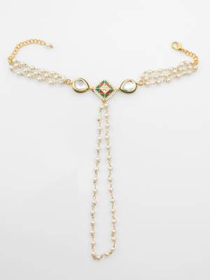 white beaded kundan haathphool 2