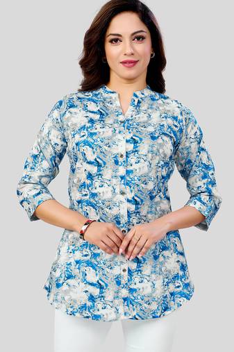  cotton blend printed short kurti