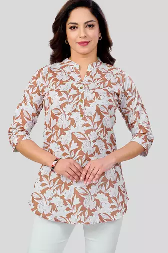  cotton blend printed short kurti