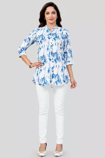  cotton blend printed short kurti
