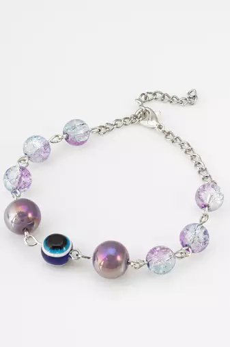 purple crackle evil eye bracelet
