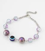 purple crackle evil eye bracelet