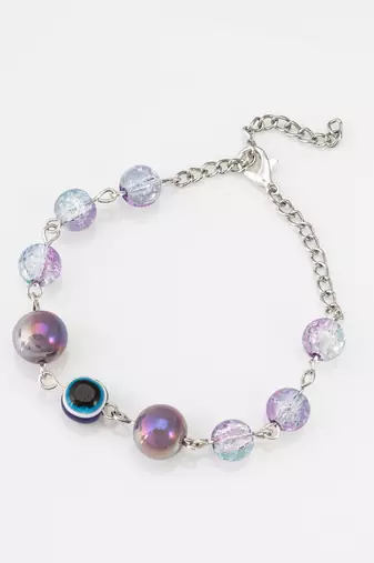 purple crackle evil eye bracelet