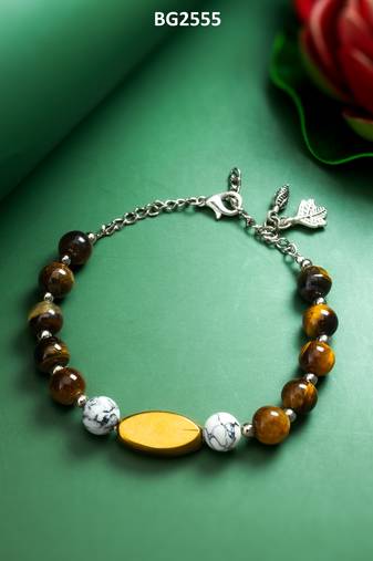 howlite beaded gold bracelet