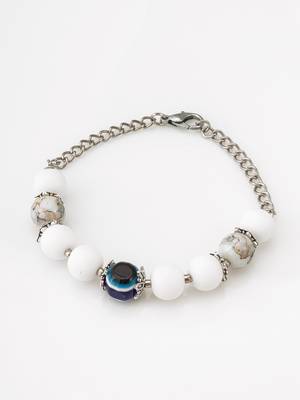 white beaded evil eye bracelet 2
