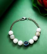 white beaded evil eye bracelet