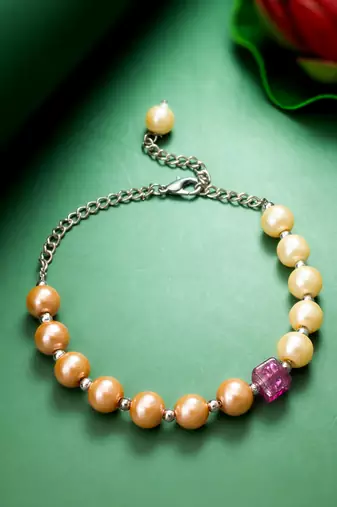 dual tone pearl bracelet